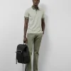 Polo jacquard geométrico caqui y blanco