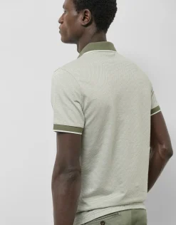Polo jacquard geométrico caqui y blanco