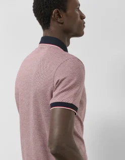 Polo jacquard geométrico rojo, marino y blanco