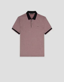 Polo jacquard geométrico rojo, marino y blanco