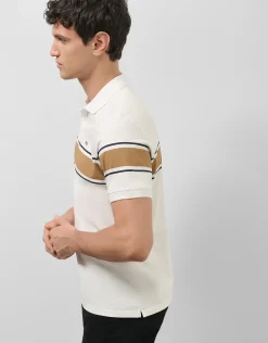 Polo mercerizado blanco con raya pecho