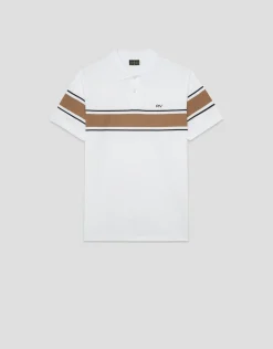 Polo mercerizado blanco con raya pecho