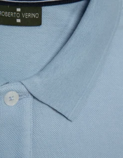 Polo piqué tintado celeste