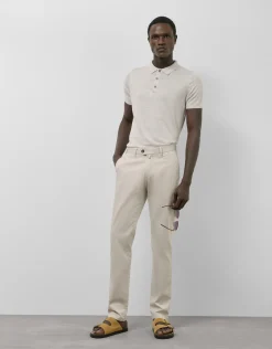 Polo tricotado lino beige