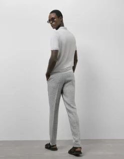 Polo tricotado lino gris melange