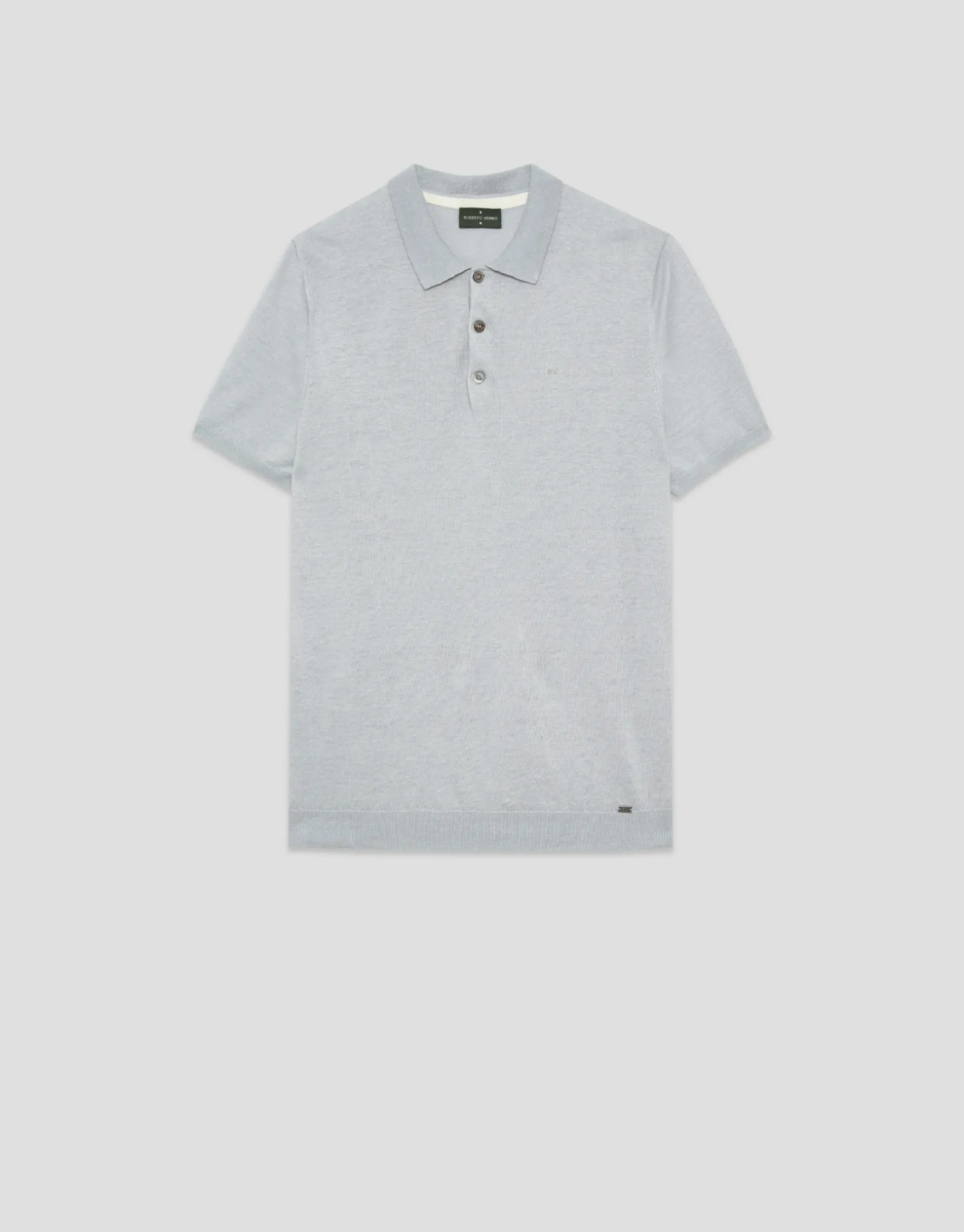 Polo tricotado lino gris melange