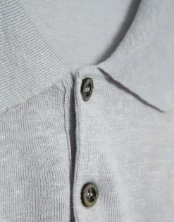 Polo tricotado lino gris melange