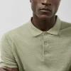 Polo tricotado lino verde caqui claro