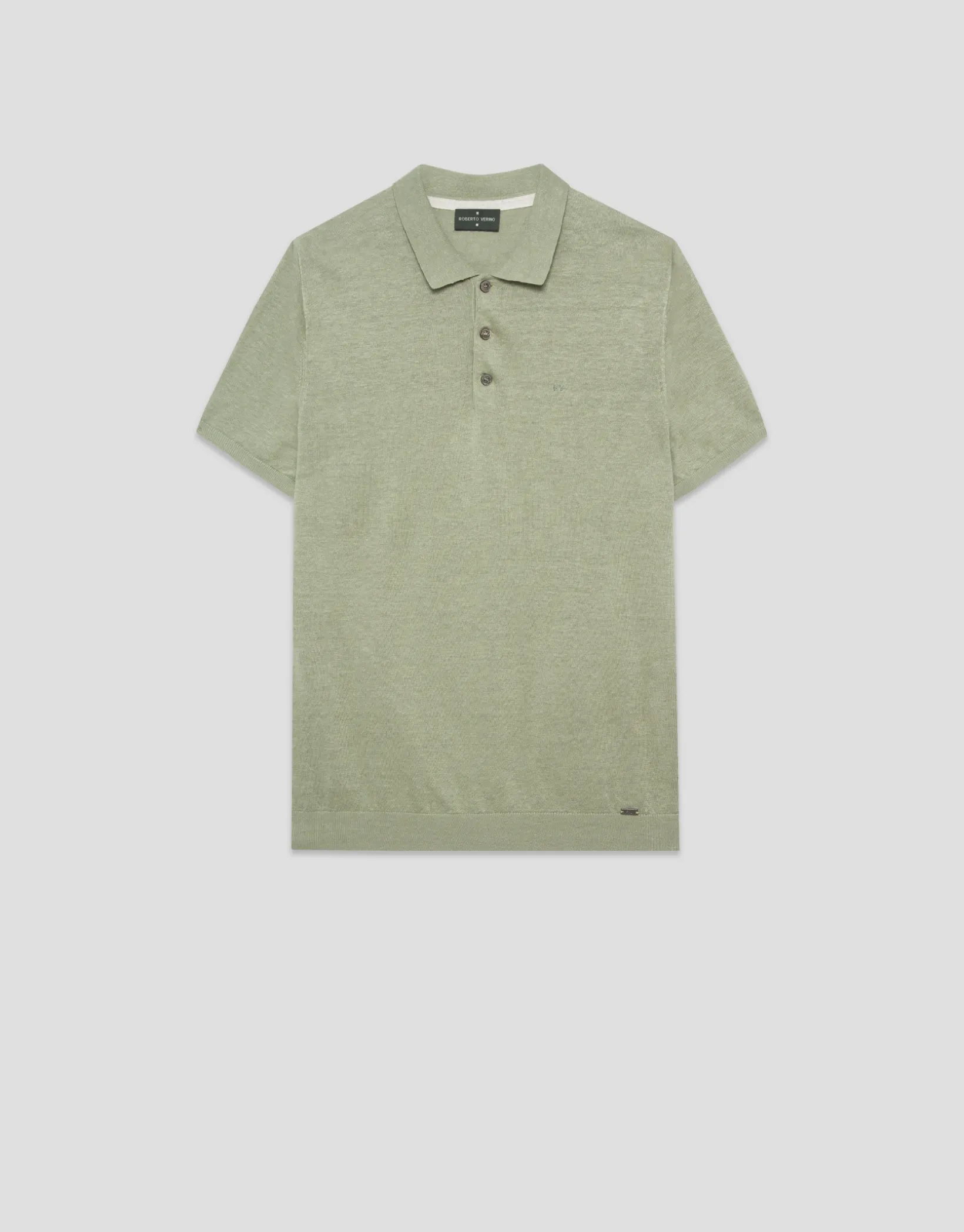 Polo tricotado lino verde caqui claro