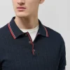 Polo tricotado marino estructura rayas