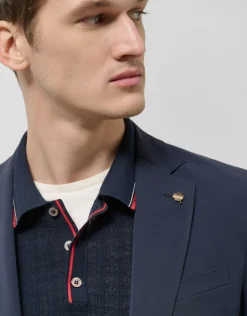 Polo tricotado marino estructura rayas