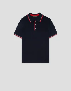 Polo tricotado marino estructura rayas