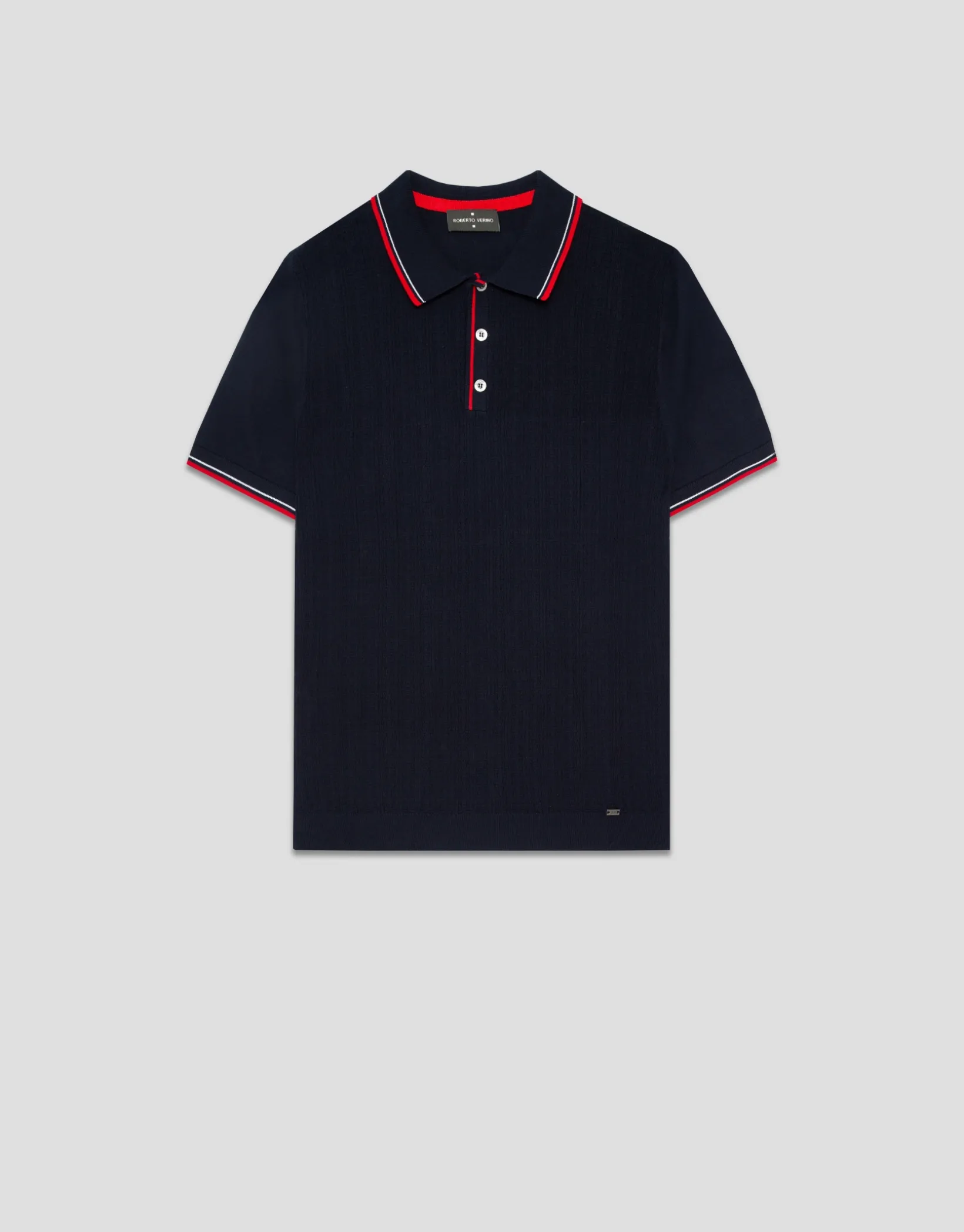 Polo tricotado marino estructura rayas