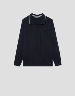Polo tricotado marino estructura