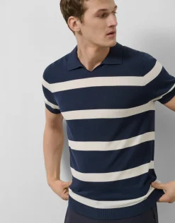Polo tricotado rayas marino y blanco