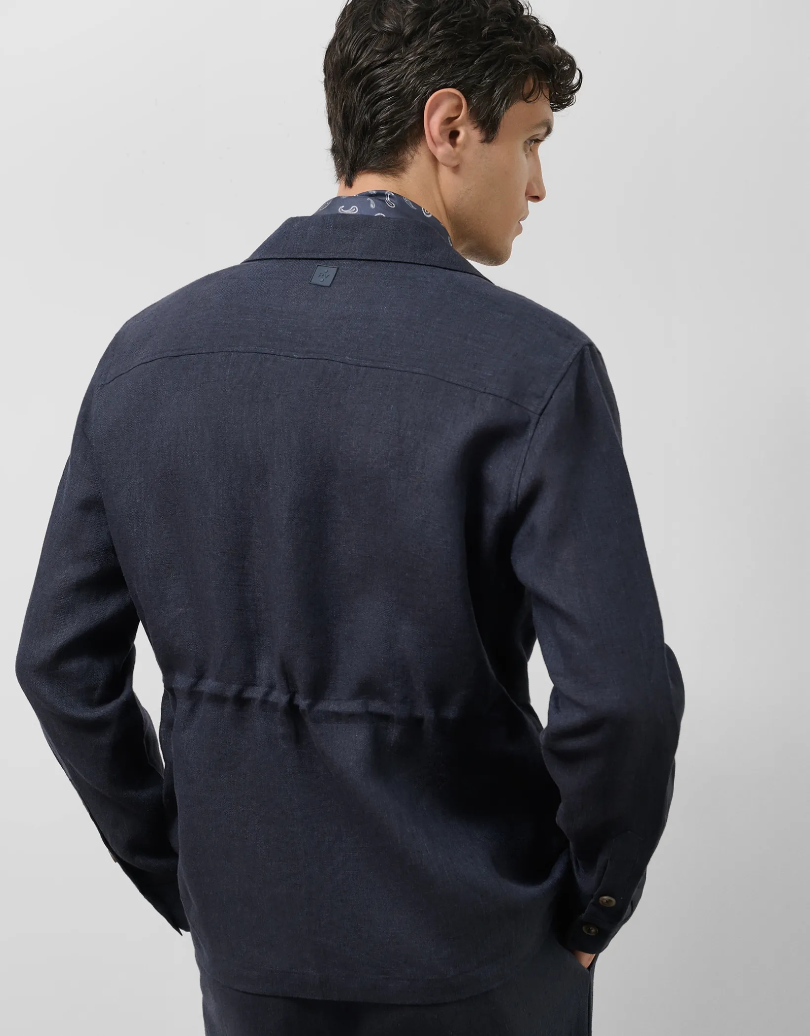 Sahariana cuatro bolsillos lino azul