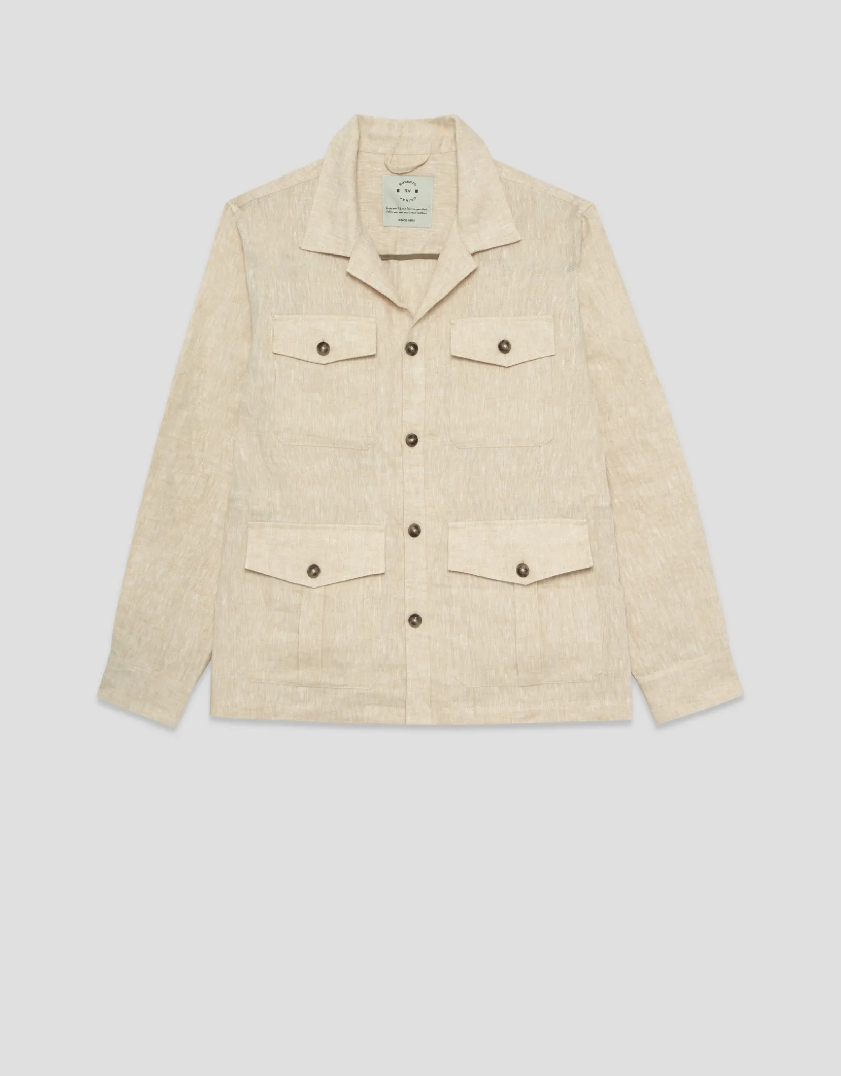 Sahariana cuatro bolsillos lino beige