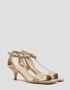 Sandalia abierta con tiras en piel beige