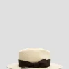 Sombrero ala corta beige cinta marrón