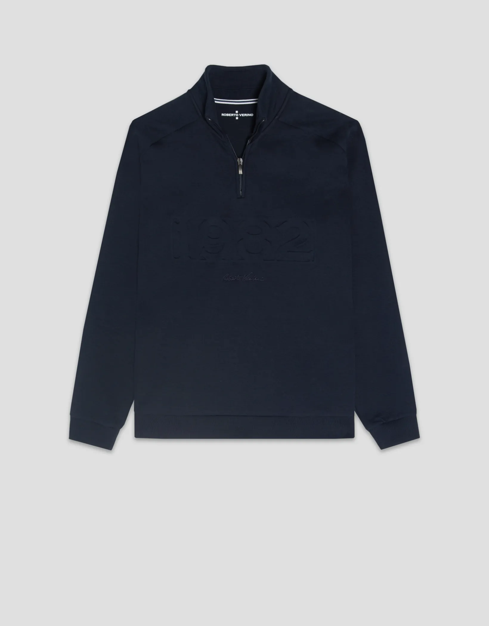 Sudadera media cremallera marina con logo