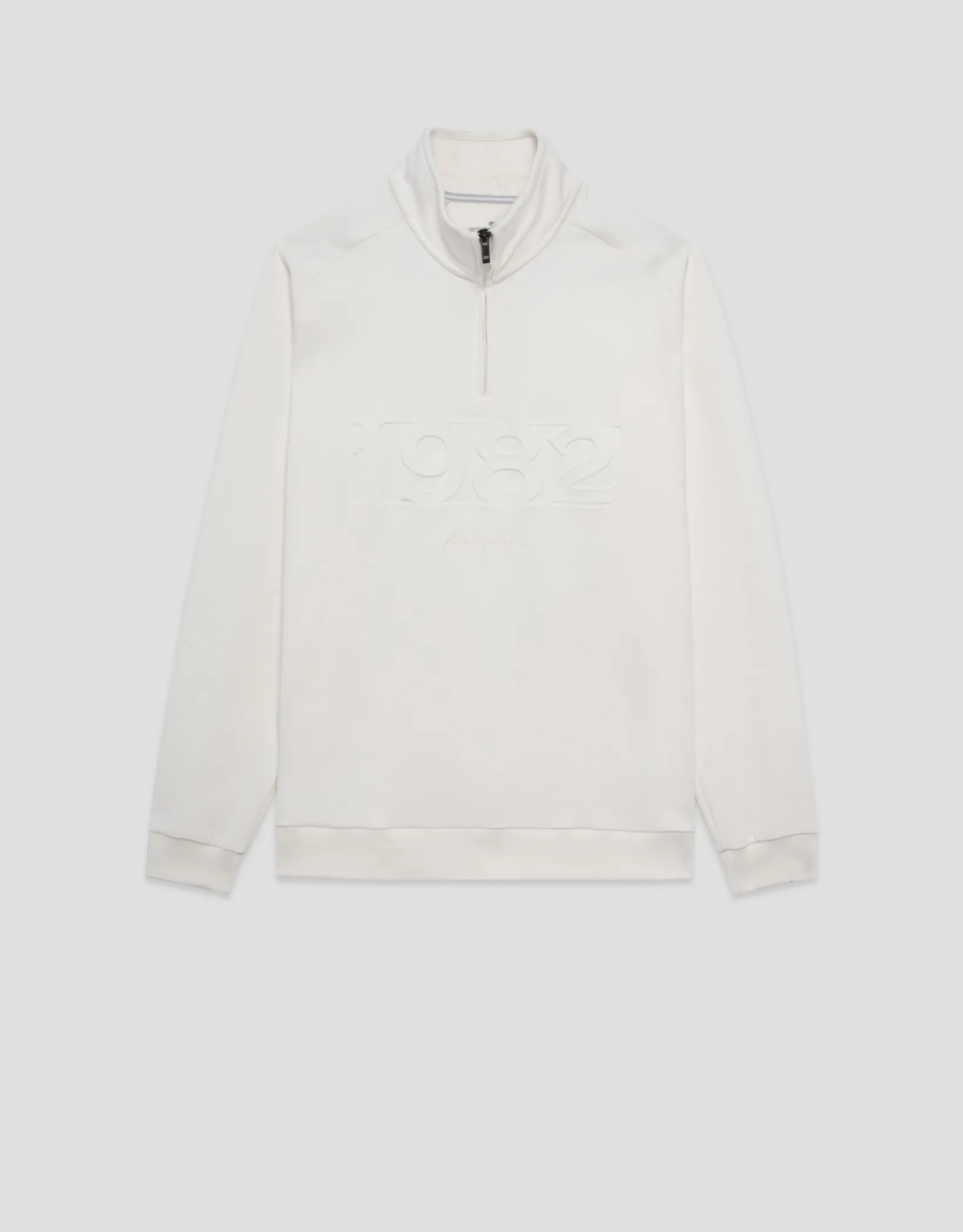 Sudadera media cremallera crudo con logo