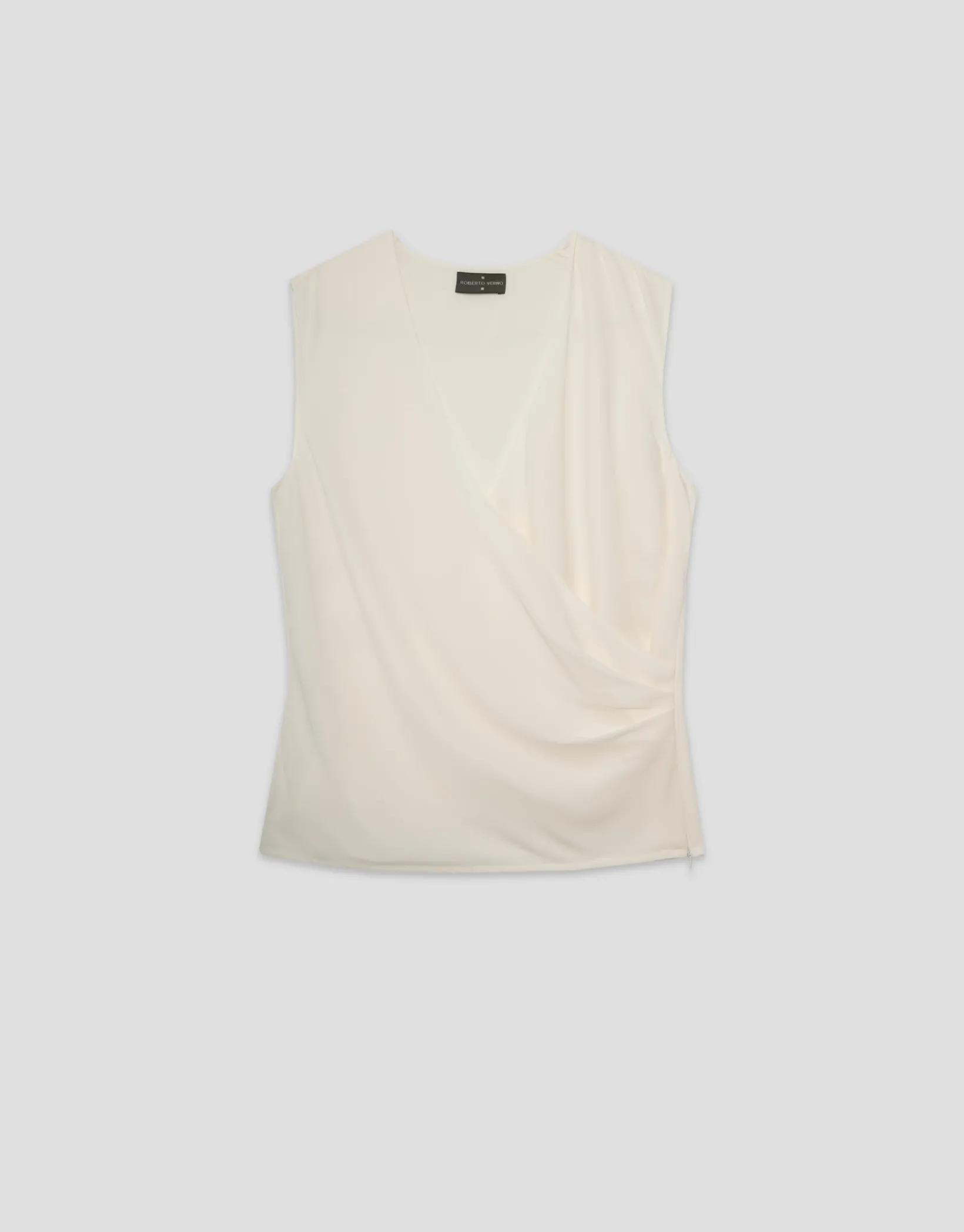 Top cruzado tejido fluido beige