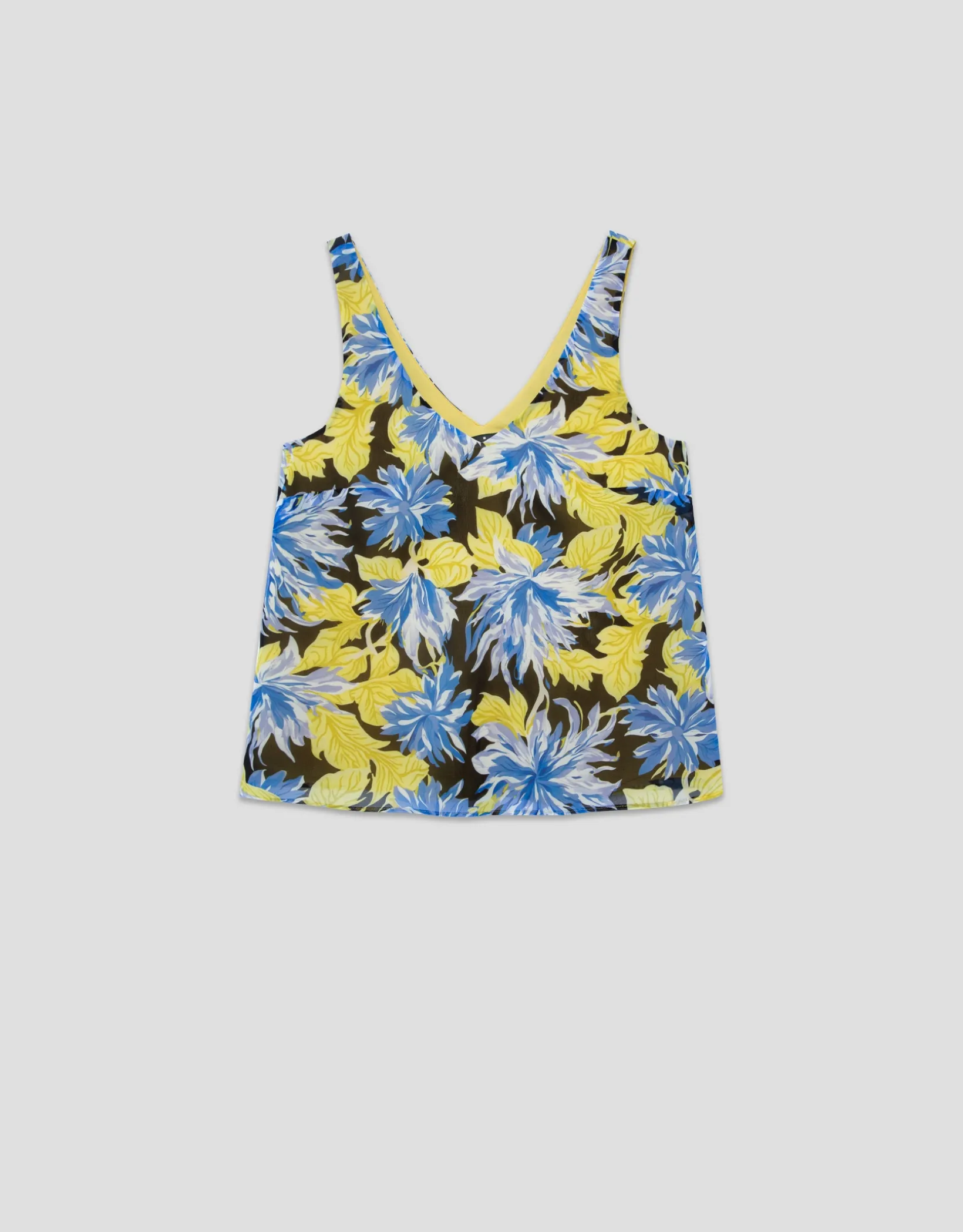 Top sisas crepe georgette estampado floral azules