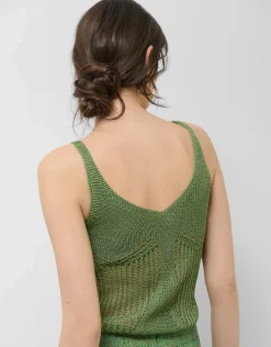 Top sisas punto calado con lúrex verde claro