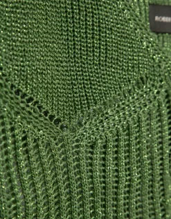 Top sisas punto calado con lúrex verde claro