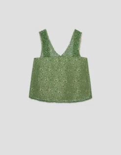 Top tirante ancho en guipur verde