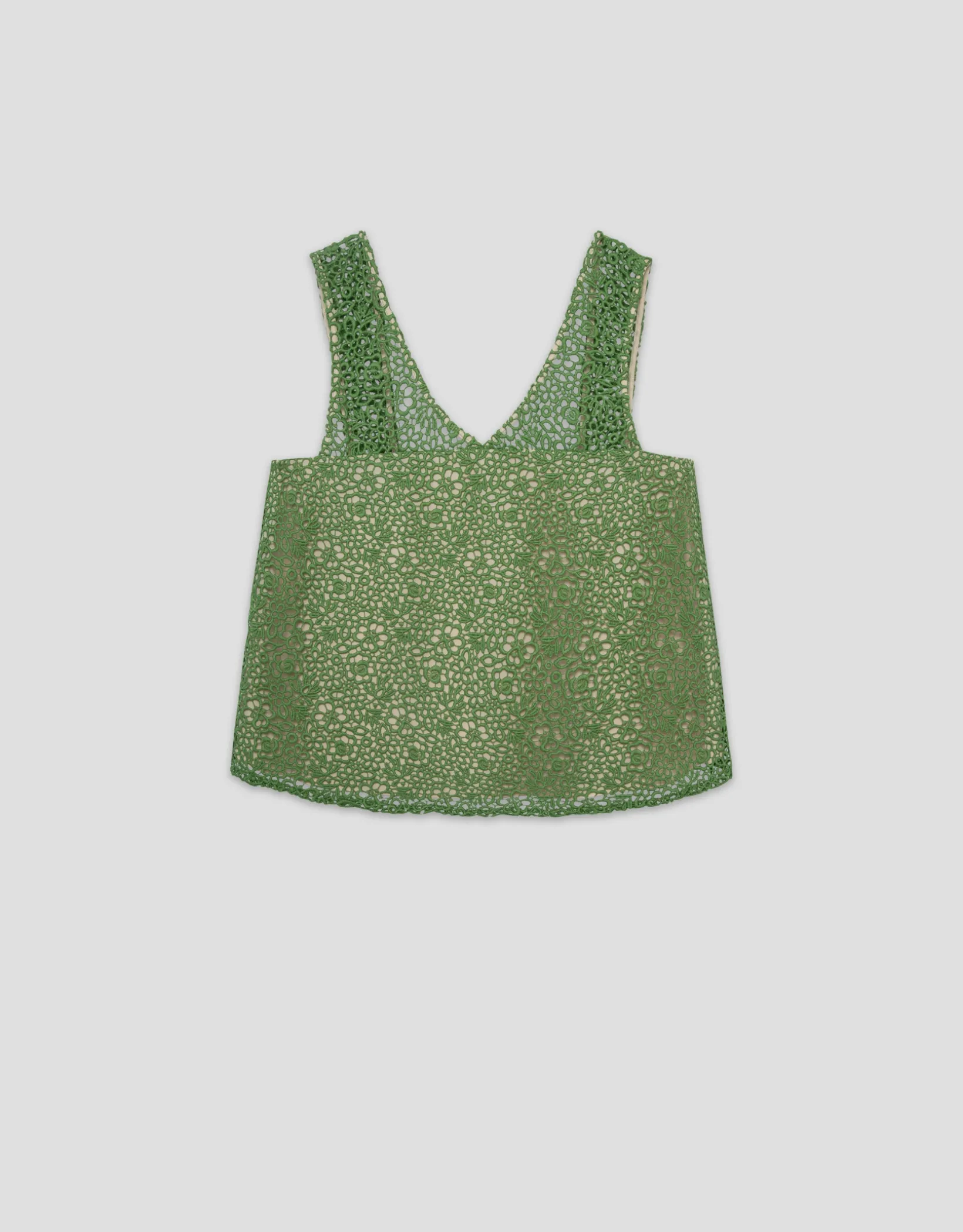 Top tirante ancho en guipur verde