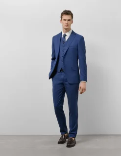 Traje half canvas regular fit falso liso azul medio