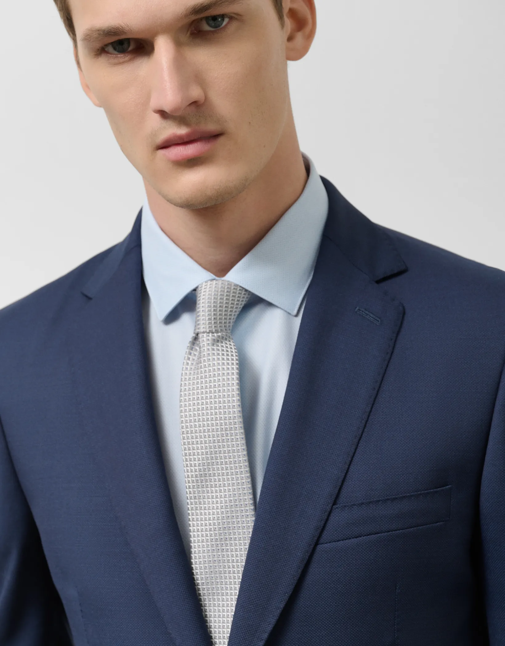 Traje half canvas regular fit microestructura azul marino
