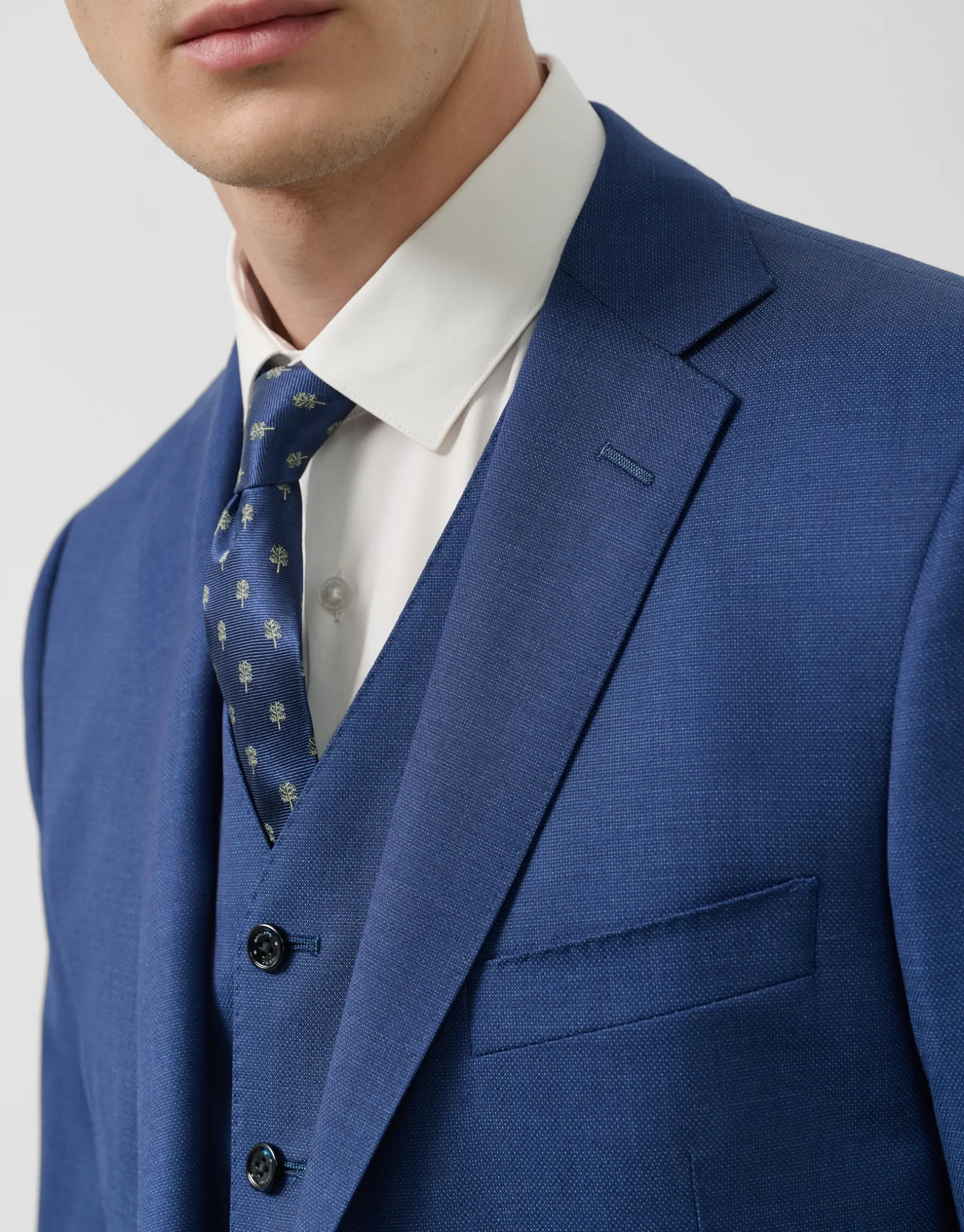 Traje half canvas regular fit falso liso azul medio