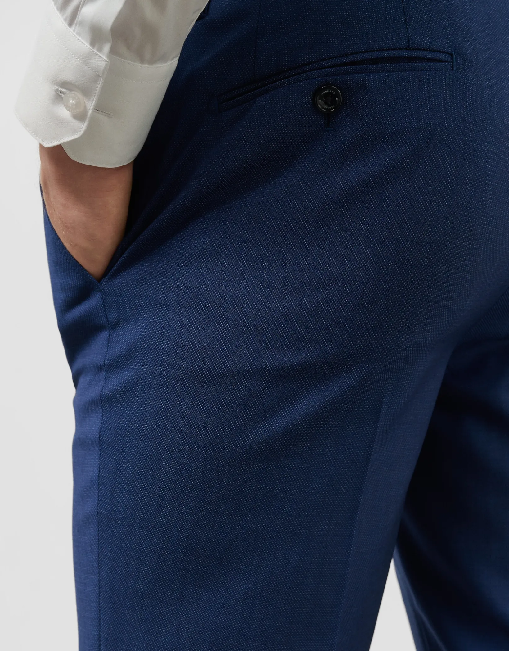 Traje half canvas regular fit falso liso azul medio