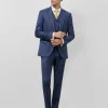 Traje half canvas slim fit falso liso azul