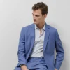 Traje half canvas slim fit falso liso azul medio