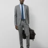 Traje half canvas slim fit falso liso gris oscuro