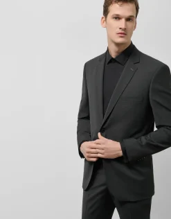 Traje half canvas slim fit liso gris oscuro