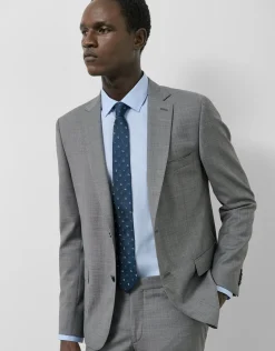 Traje half canvas slim fit falso liso gris oscuro