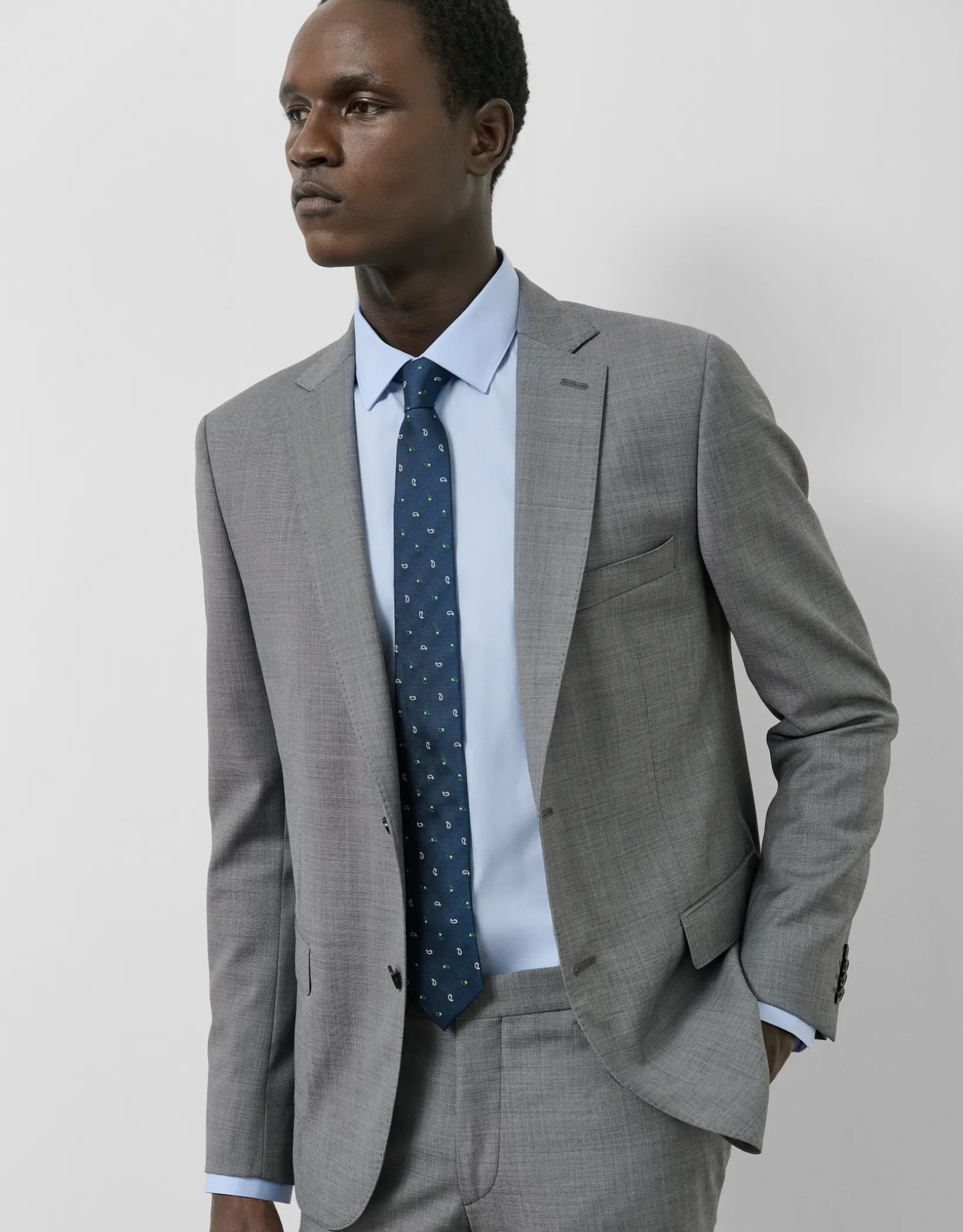 Traje half canvas slim fit falso liso gris oscuro