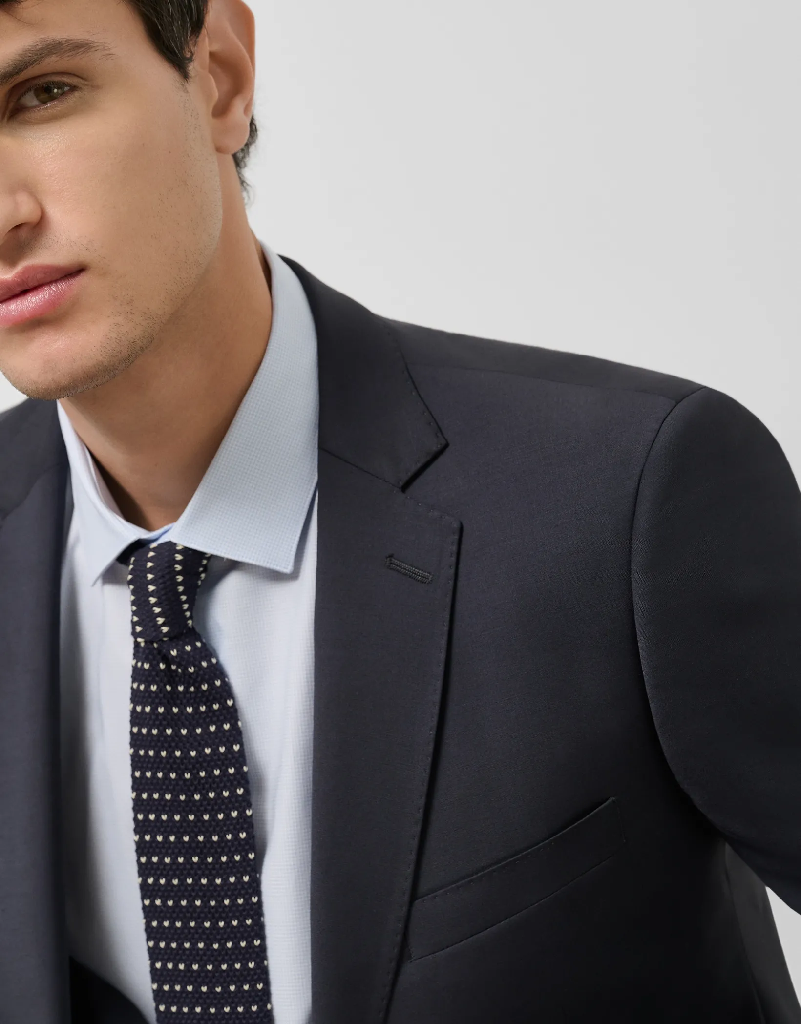 Traje half canvas slim fit liso marino