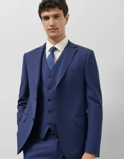 Traje half canvas slim fit falso liso azul tinta oscuro
