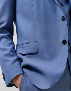 Traje half canvas slim fit falso liso azul medio