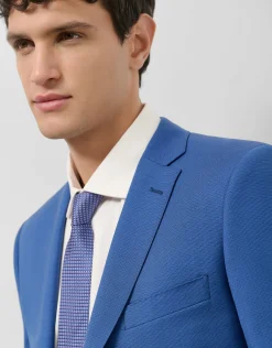 Traje half canvas slim fit microestructura azul