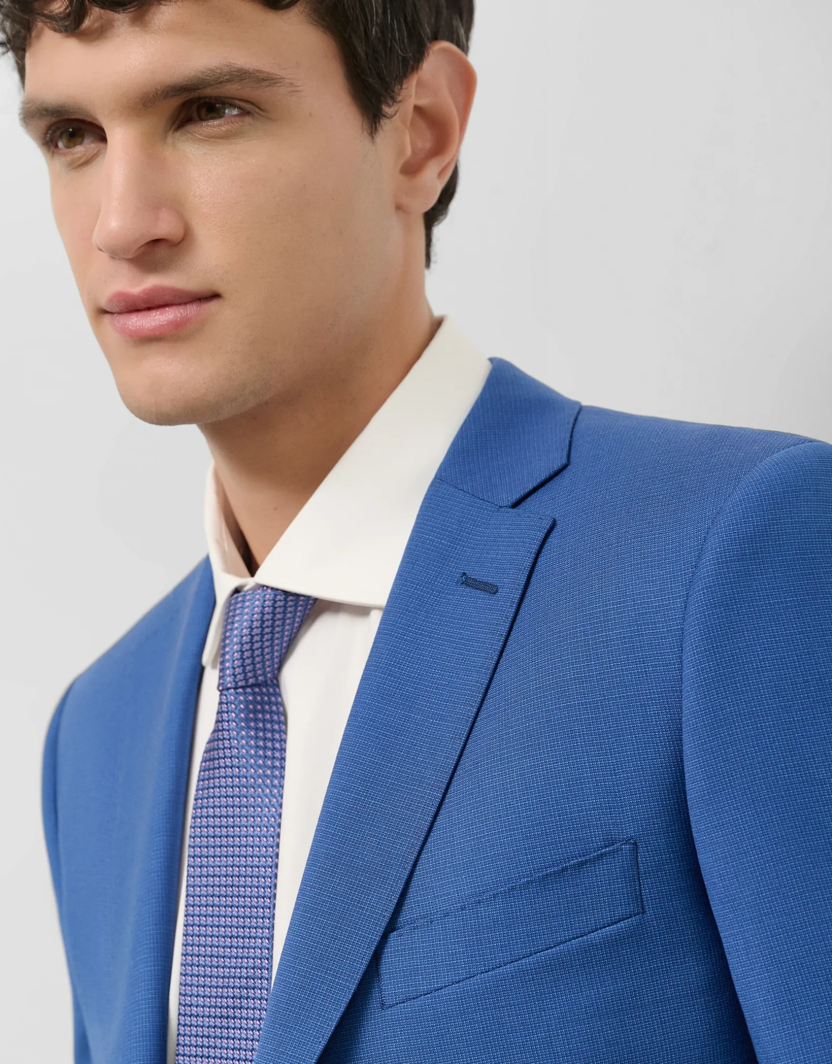 Traje half canvas slim fit microestructura azul