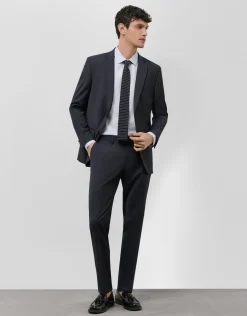 Traje half canvas slim fit liso marino