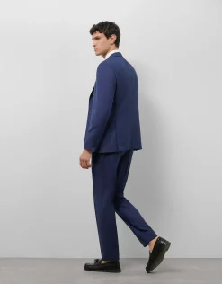 Traje half canvas slim fit falso liso azul tinta oscuro