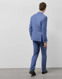 Traje half canvas slim fit falso liso azul medio