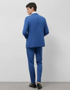 Traje half canvas slim fit microestructura azul